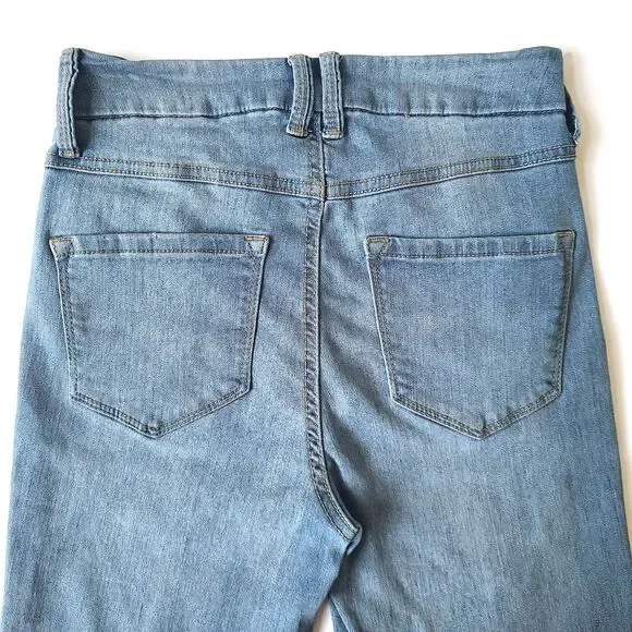 Sincerely Jules Women Junior 3/26 Jeans Blue Distressed Raw Hem Flare Grunge Y2K - Picture 5 of 13